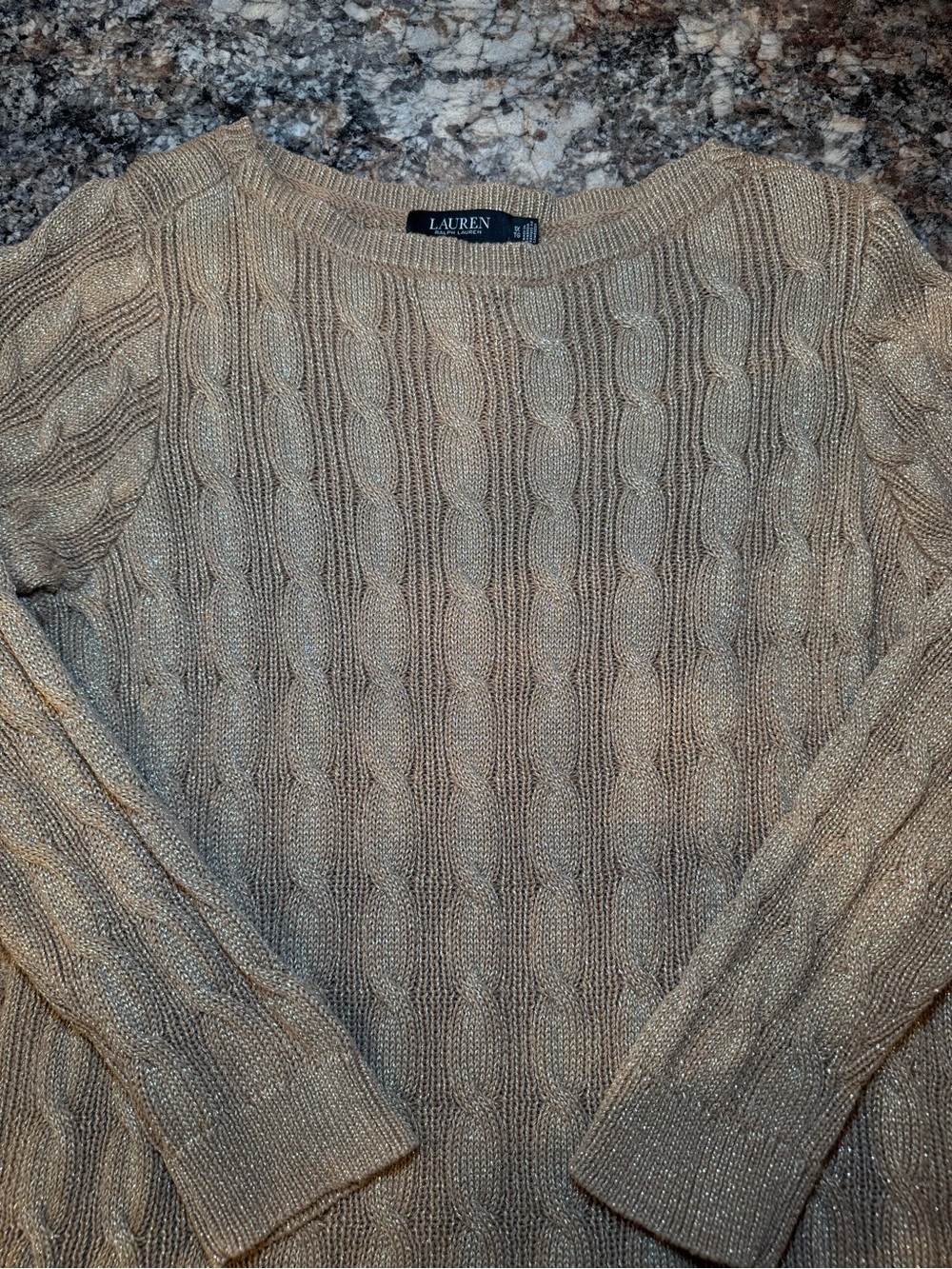 Lauren Ralph Lauren Shimmery Gold Cable Knit Sweater